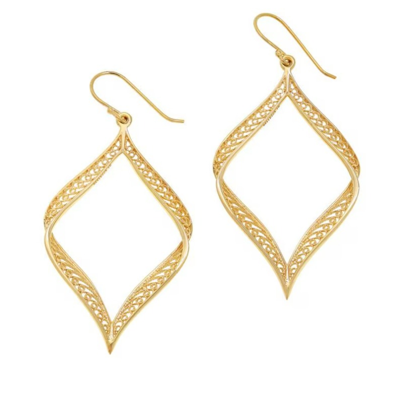 Elegant Minimalist Golden Rhombus Geometric Dangle Earrings